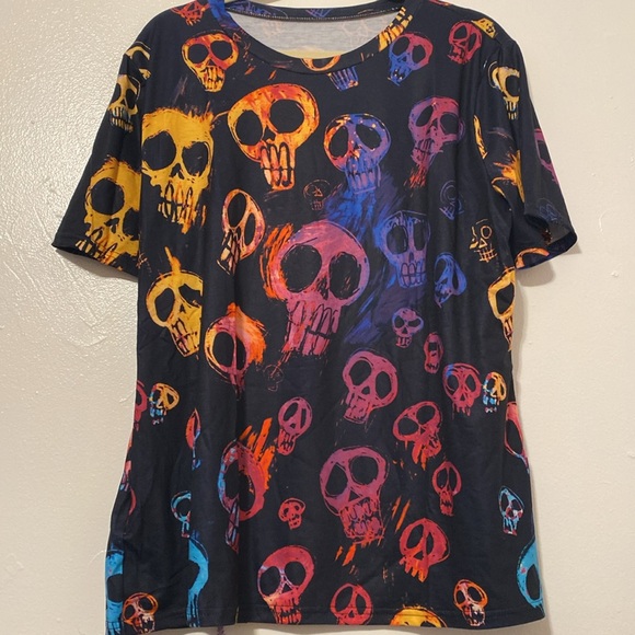 No Brand Tops - NEW Halloween Colorful Skulls Short Sleeve Plus size 1X